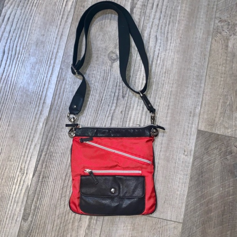 Sondra Roberts Squared red black faux leather Bag